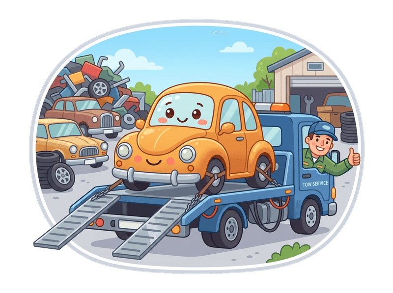 Illustration of scrap car collection service by Scrap Car Streatham